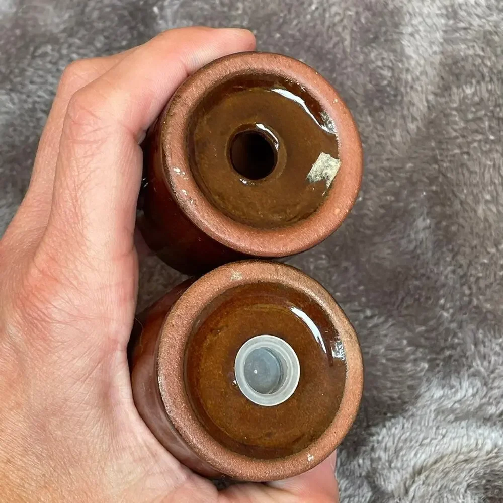 Little Brown Jug Salt & Pepper Shakers Vtg Moonshine Jugs 3